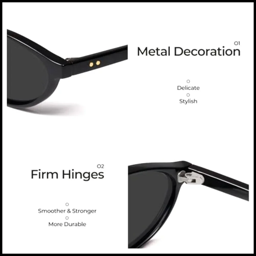 Retro Oval Sunglasses Cat Eye Y2K 90s Trendy UV400 Protection